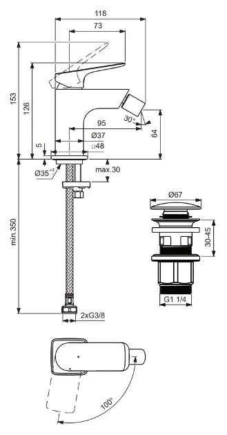 Ideal Standard - Ceralife C - Bidé csaptelep - BE059AA – 2. kép