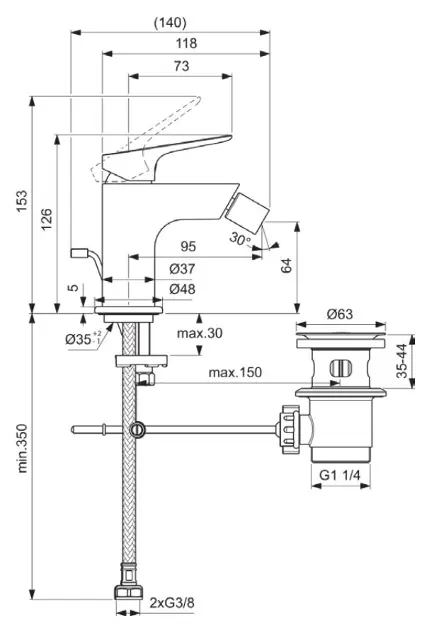Ideal Standard - Ceralife C - Bidé csaptelep - BE124AA – 2. kép