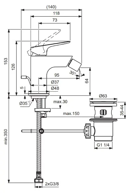 Ideal Standard - Ceralife O - Bidé csaptelep - BE112AA – 2. kép