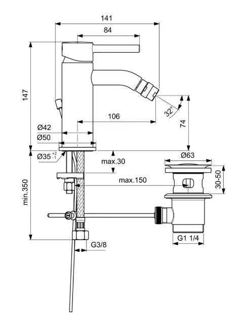 Ideal Standard - CeraLine - Bidé csaptelep - BC197AA – 2. kép