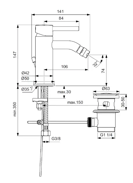Ideal Standard - CeraLine - Bidé csaptelep - BC197XG – 2. kép