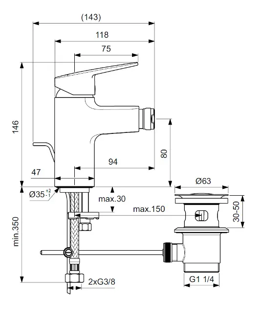 Ideal Standard - CeraPlan - Bidé csaptelep - BD248AA – 2. kép
