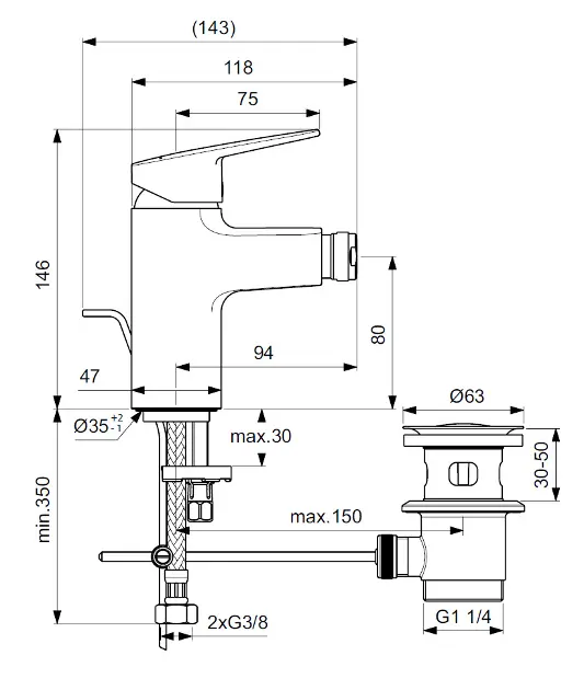 Ideal Standard - CeraPlan - Bidé csaptelep - BD278AA – 2. kép