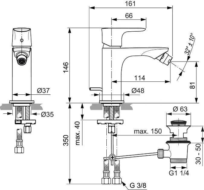 Ideal Standard - Connect Air - Bidé csaptelep - A7030A5 – 2. kép