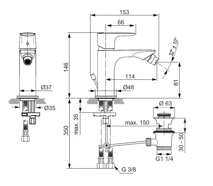 Ideal Standard - Connect Air - Bidé csaptelep - A7030AA – 2. kép