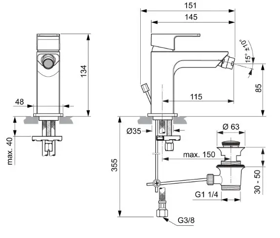Ideal Standard - Edge - Bidé csaptelep - A7118AA – 2. kép