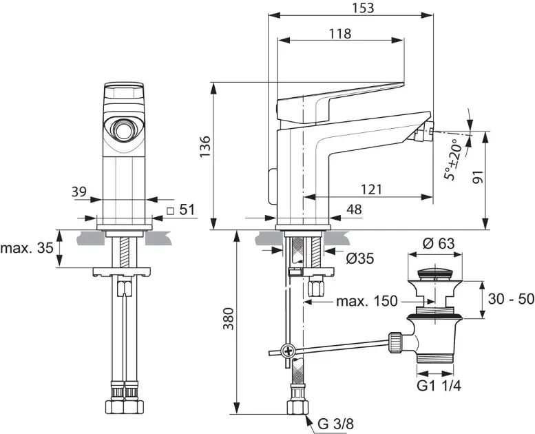 Ideal Standard - Tonic II - Bidé csaptelep - A6336AA – 2. kép