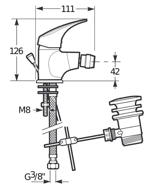 Jika - Talas - Bidé csaptelep - H3411N10041111 – 2. kép