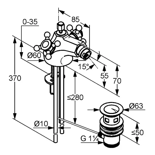 Kludi - Adlon - Bidé csaptelep - 512114520 – 2. kép