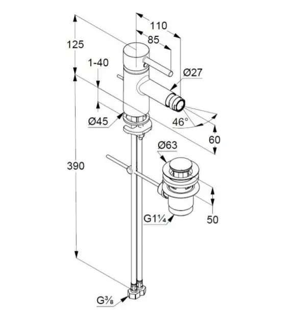 Kludi - Bozz - Bidé csaptelep - 385333976 – 2. kép