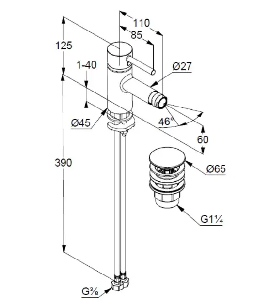 Kludi - Bozz - Bidé csaptelep - 38533N076 – 2. kép