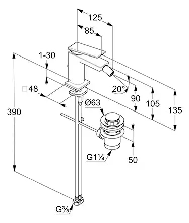 Kludi - Decus - Bidé csaptelep - 54217N275 – 2. kép
