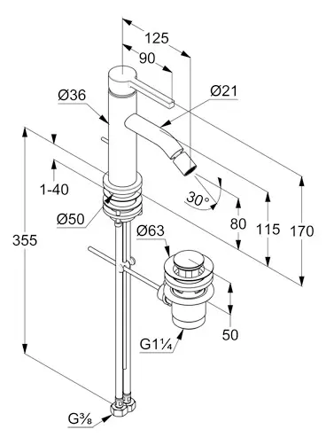 Kludi - Nova Fonte - Bidé csaptelep - 20216N215 – 2. kép
