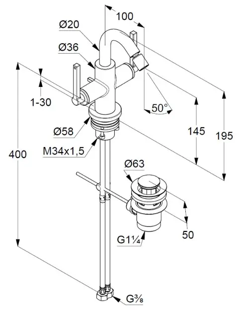 Kludi - Nova Fonte - Bidé csaptelep - 203133915 – 2. kép