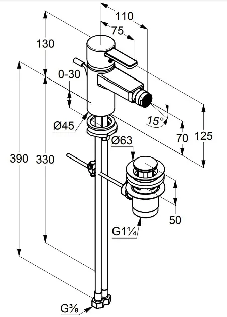 Kludi - Zenta - Bidé csaptelep - 385300575 – 2. kép