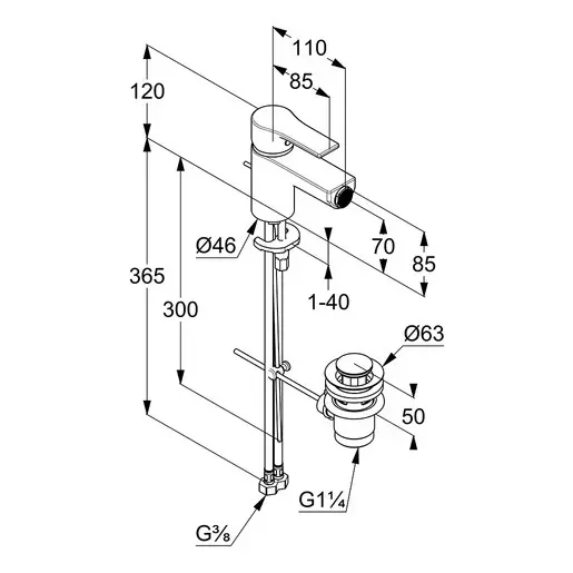 Kludi - Zenta SL - Bidé csaptelep - 485300565 – 2. kép