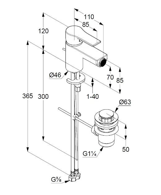 Kludi - Zenta SL - Bidé csaptelep - 485303965 – 2. kép