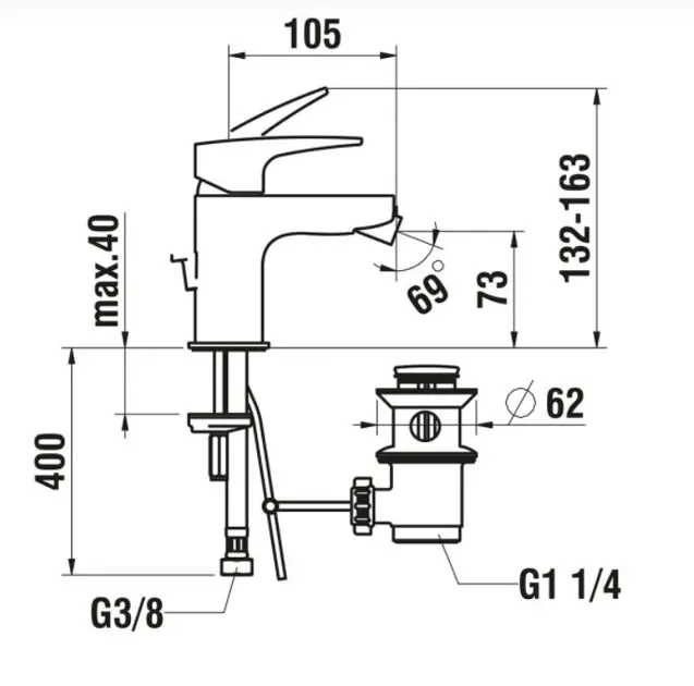Laufen - Laurin - Bidé csaptelep - HF500710100000 – 2. kép