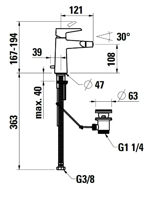 Laufen - Pure - Bidé csaptelep - HF901710100000 – 2. kép