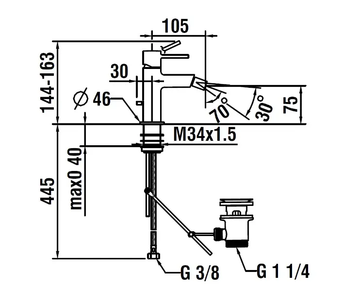 Laufen - Twinplus Slim - Bidé csaptelep - HF505410100000 – 2. kép