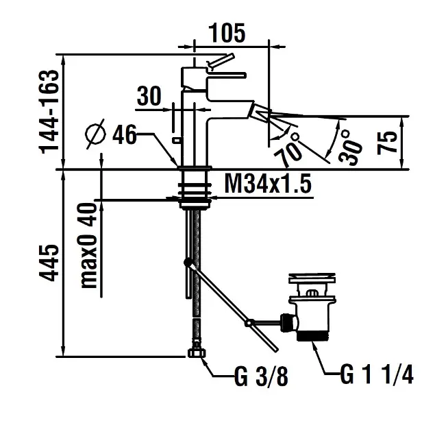 Laufen - Twinplus Slim - Bidé csaptelep - HF505410428010 – 2. kép