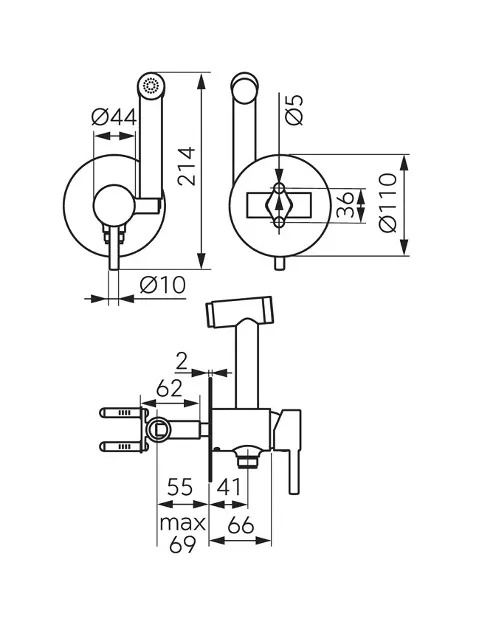 Novaservis - Ferro Ciriculus - Bidé csaptelep - BCK66PBG – 2. kép