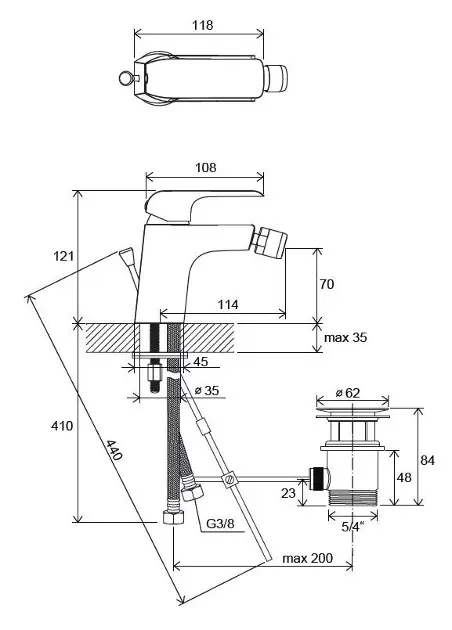 Ravak - Flat - Bidé csaptelep - X070122 – 2. kép
