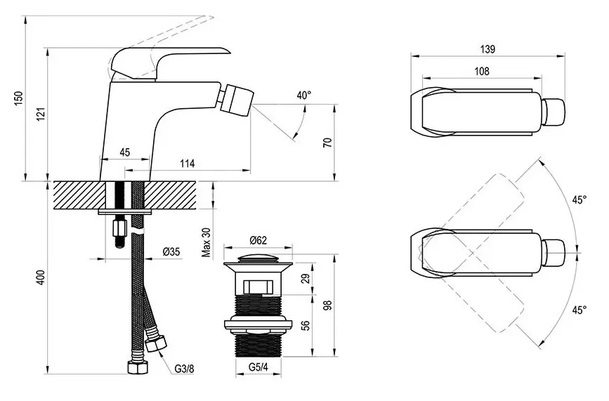 Ravak - Flat - Bidé csaptelep - X070178 – 2. kép