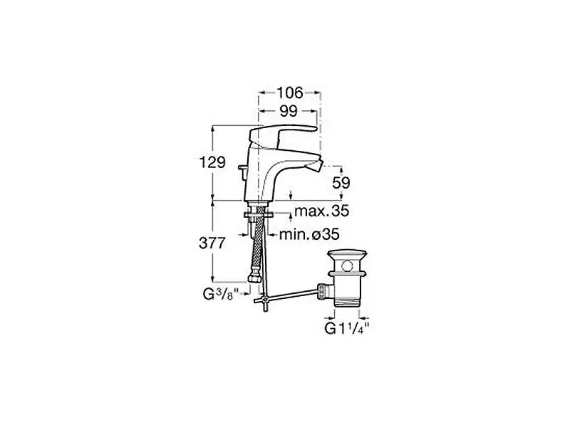 Roca - Monodin-N - Bidé csaptelep - A5A6098C00 – 2. kép