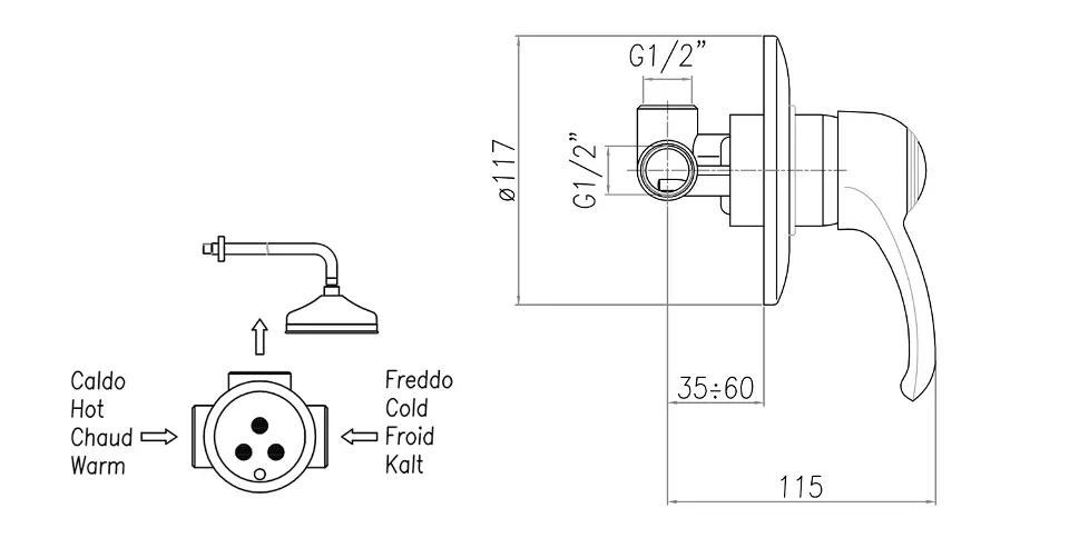 Sapho - Kirké - Bidé csaptelep - KI41B-01 – 2. kép