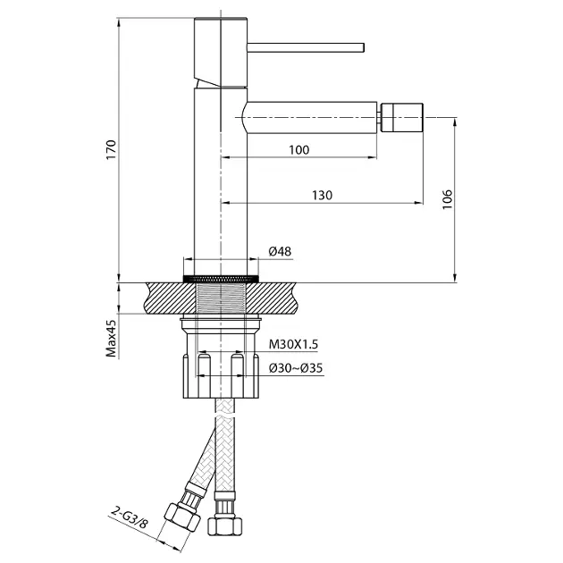 Sapho - Solaris - Bidé csaptelep - WD003BC – 2. kép