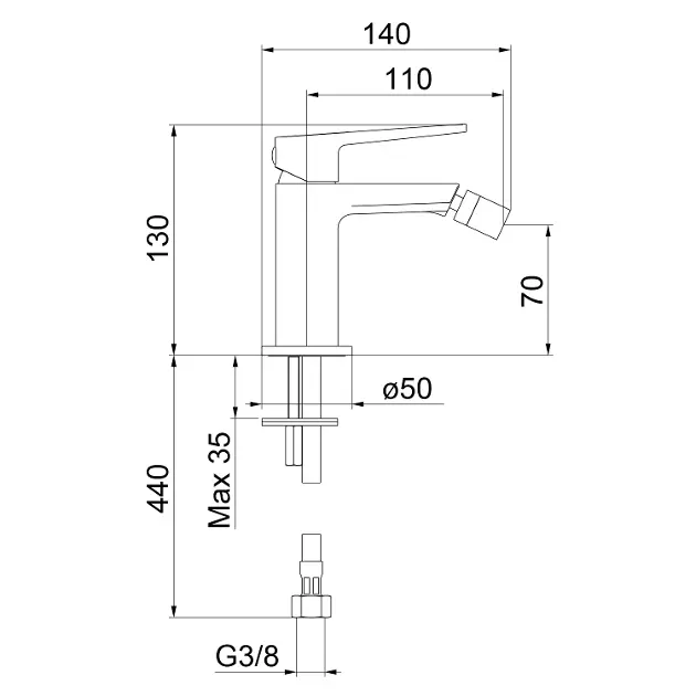 Sapho - Tursi - Bidé csaptelep - TI003 – 2. kép