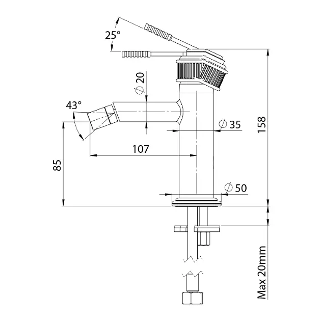 Sapho - Versi - Bidé csaptelep - RV003/18 – 2. kép