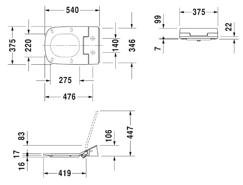 Duravit - SensoWash Slim - Bidé ülőke - 611200002304300 – 2. kép
