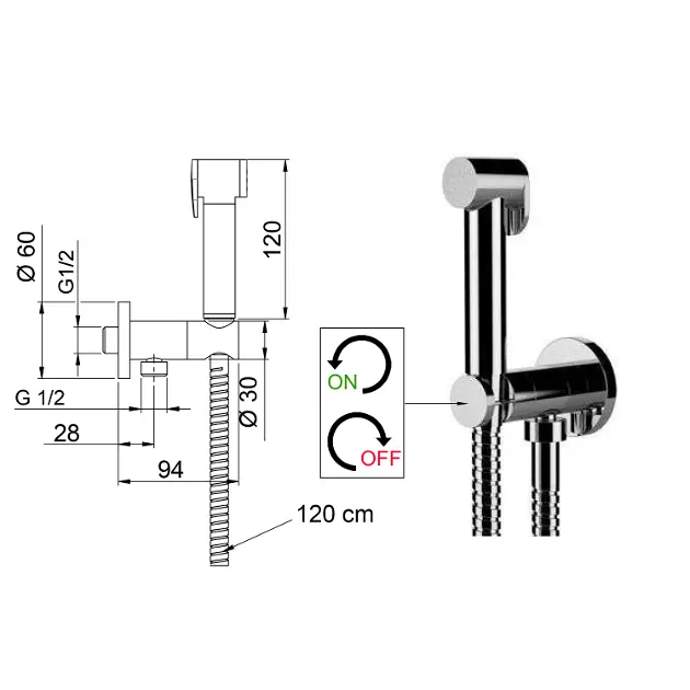 Sapho - Shower valves - Bidé zuhany - DB107 – 2. kép