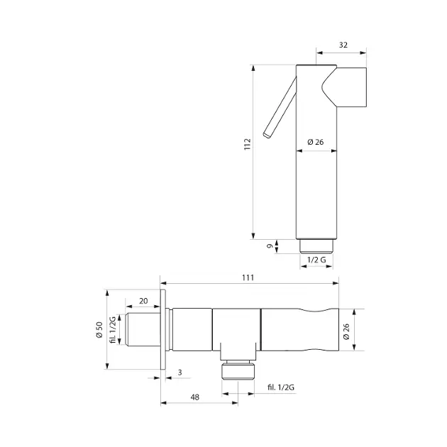 Sapho - Shower valves - Bidé zuhany - SG107NE – 2. kép