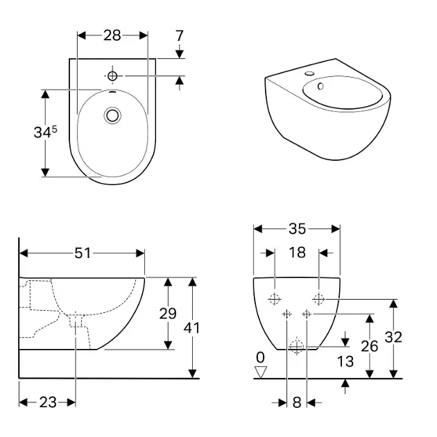 Geberit - Acanto - Bidé - 500.601.01.8 – 2. kép