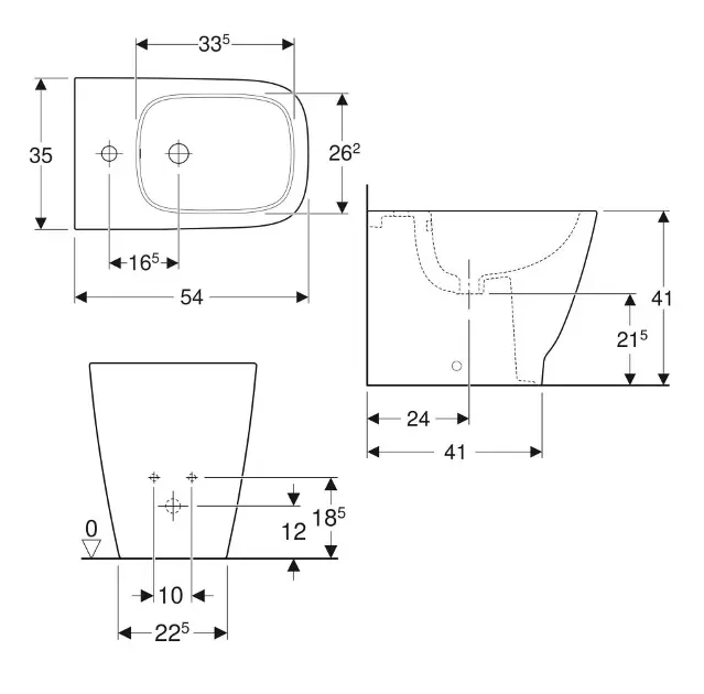 Geberit - Smyle Square - Bidé - 500.841.00.1 – 2. kép