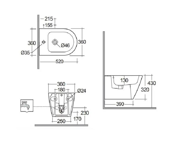 Kludi - Resa R - Bidé - 23BIW0143 – 2. kép