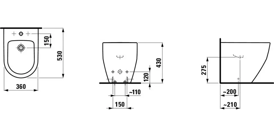 Laufen - Pro - Bidé - H8329524003021 – 2. kép