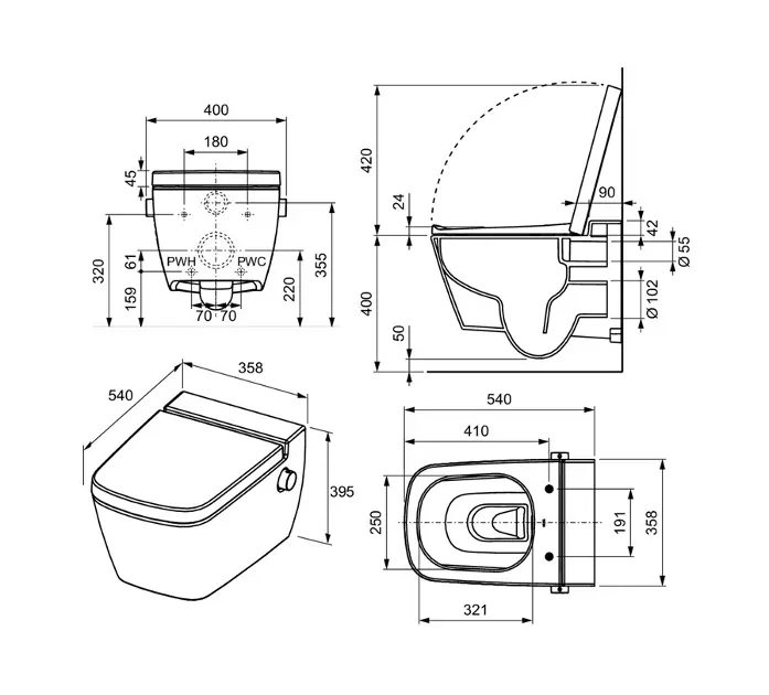 Tece - TECEone - Elektromos bidé - 9700216 – 2. kép