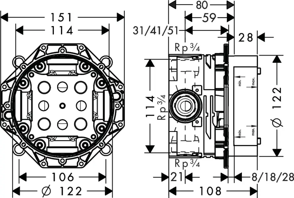 Axor - Concealed bodies - Alaptest - 01700180 – 2. kép