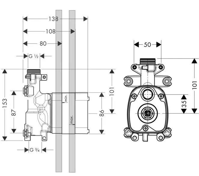 Axor - Concealed bodies - Alaptest - 10650180 – 2. kép