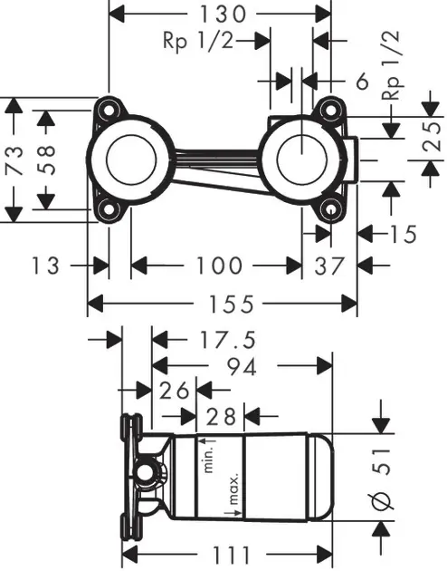 Axor - Concealed bodies - Alaptest - 13623180 – 2. kép