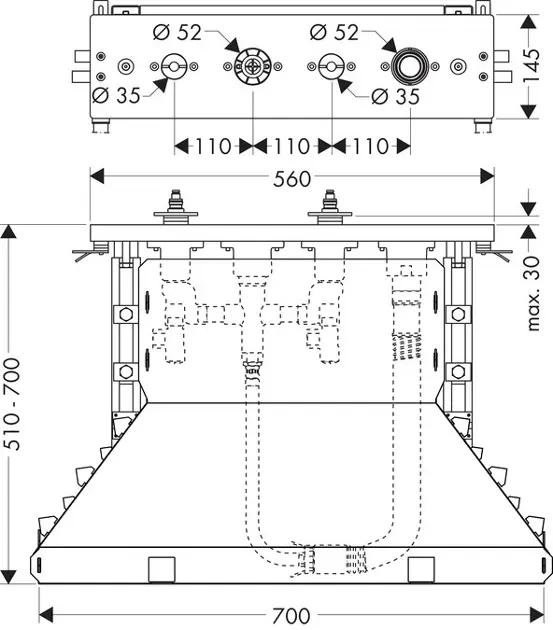 Axor - Concealed bodies - Alaptest - 15481180 – 2. kép