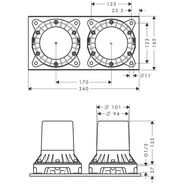 Axor - Concealed bodies - Alaptest - 16549180 – 2. kép