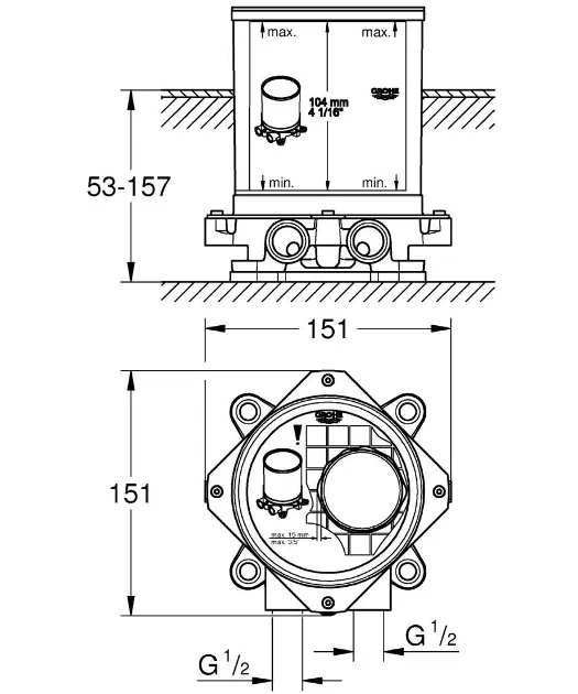 Grohe - Concealed bodies - Alaptest - 45984001 – 2. kép