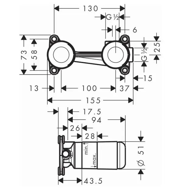 Hansgrohe - Concealed bodies - Alaptest - 13622180 – 2. kép