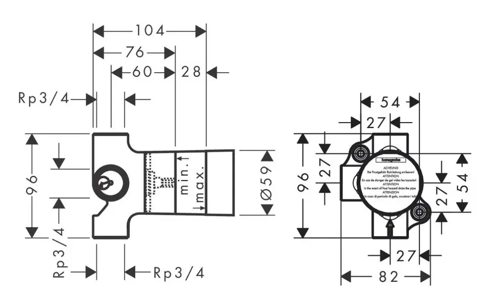 Hansgrohe - Trio/Quattro - Alaptest - 15981180 – 2. kép