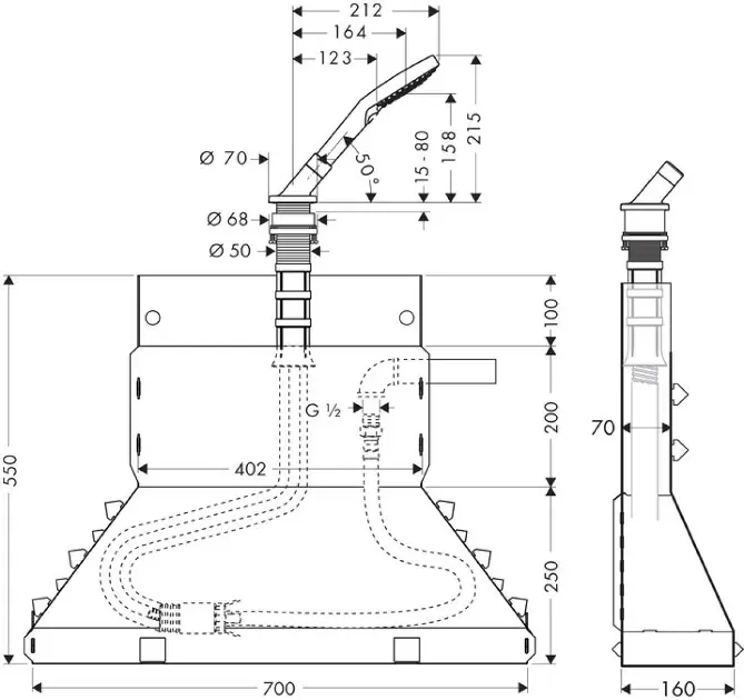Axor - Fittings for for rim-mounted thermostatic mixers - Csaptelep kiegészítők - 19418000 – 2. kép